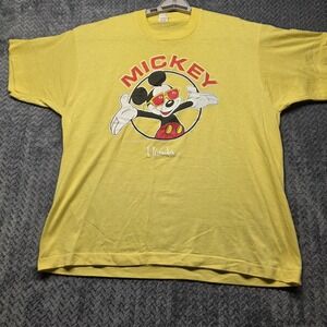 VTG Velva Sheen Mickey Mouse Florida T-Shirt Men's XL Yellow 50/50 Single Stitch